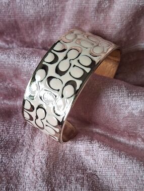 COACH LIGHT PINK Gold-Tone Open Cuff Bracelet Small